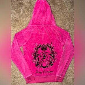 Juicy Couture Hot Pink Velour Zip Up Hoodie Sz XS